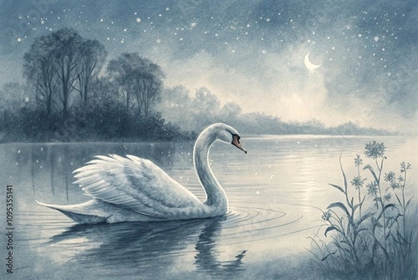 Obraz swans on the lake, generative ai, ai generated