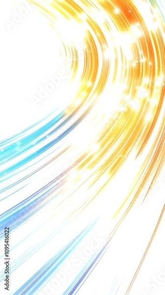 Obraz  Abstract background with blurred speed lines in blue, orange, and yellow colors on a white background