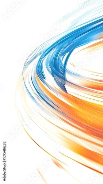 Obraz  Abstract background with blurred speed lines in blue, orange, and yellow colors on a white background