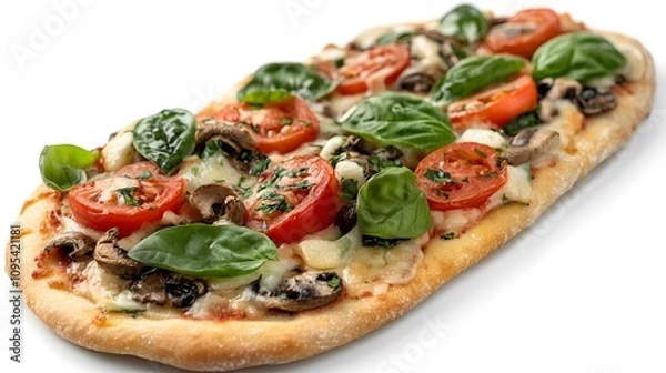 Fototapeta Food, Pizza, on White Background, Photo Realistic, Wallpaper, Cover and Screen for Smartphone, PC, Laptop, 9:16 and 16:9 Format
