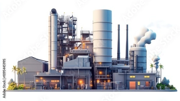 Fototapeta Industrial factory complex  illustration