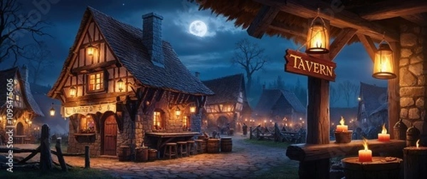 Obraz Rustic Tavern at Night