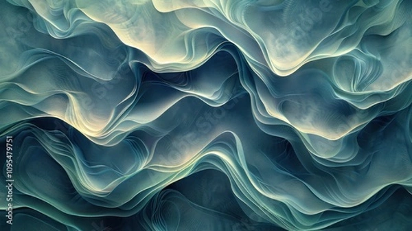 Fototapeta Abstract teal and beige wavy pattern.