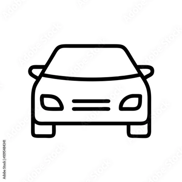 Fototapeta Car front icon in black outline design
