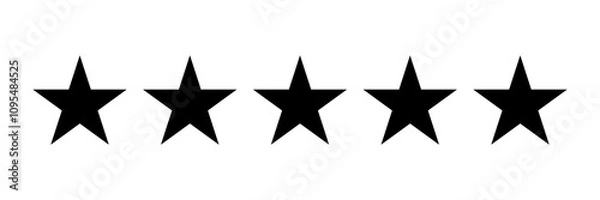 Obraz 5 black stars. Five star vector icon