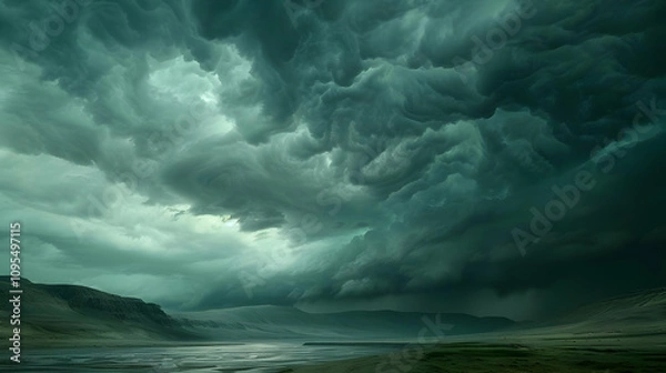 Fototapeta Dramatic Stormy Landscape Illustration