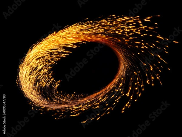Obraz Spinning Fireworks: Firework sparks creating glowing arcs in the dark,