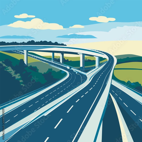 Fototapeta Road curving into distance
