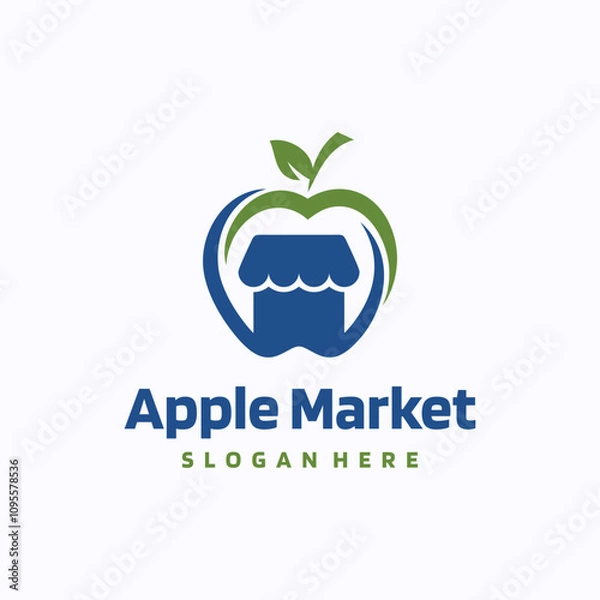 Obraz Apple market logo design template. Fruit shop concept. Creative vector symbol.