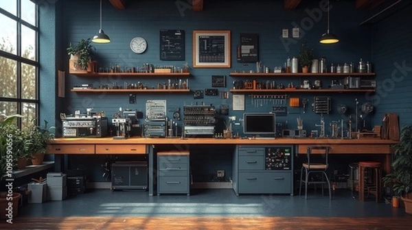 Fototapeta Industrial Workspace with Tools and Equipment