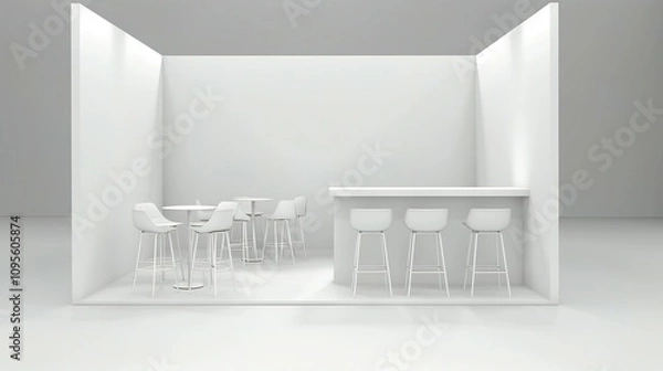 Obraz Minimalist White Exhibition Booth Design With Seating