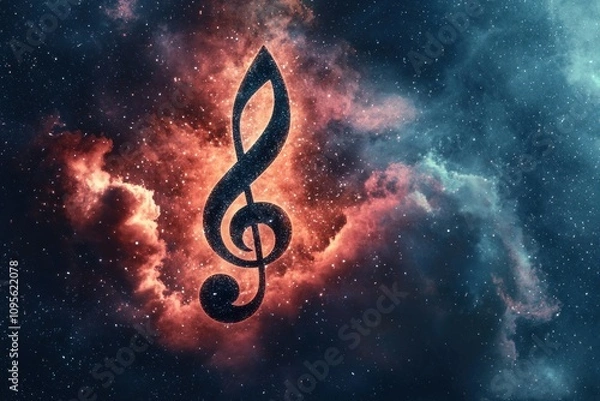 Fototapeta Musical harmony in the universe celestial notes cosmic space digital art astral environment abstract viewpoint sound concept