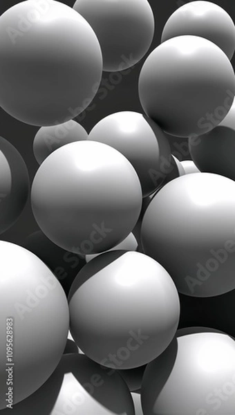 Obraz Floating spheres with overlapping shadows creating depth