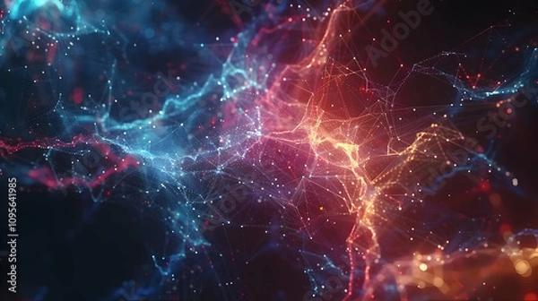 Obraz Abstract Background Red Blue Nebula 3D Render