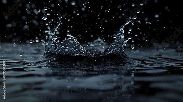 Fototapeta Dark Water Splash 3D Render