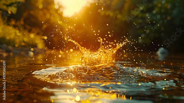 Fototapeta Golden Water Splash Illustration