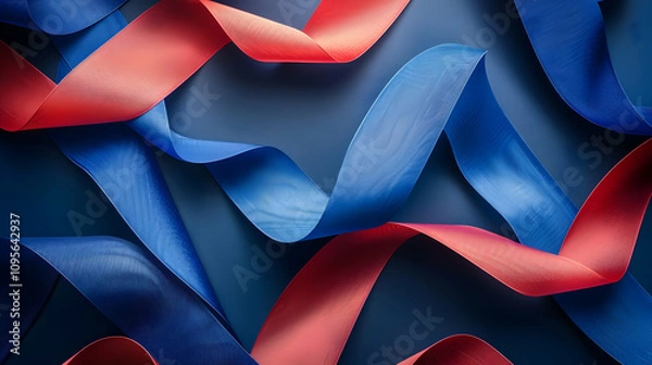 Fototapeta Abstract 3D Red and Blue Ribbon Background