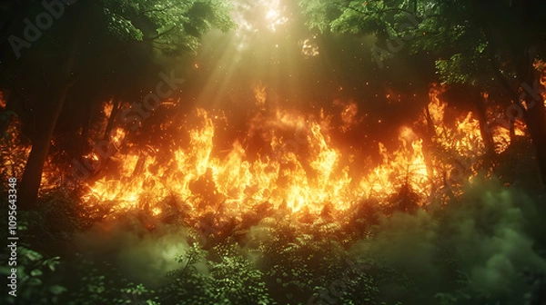 Fototapeta Forest Fire 3D Illustration