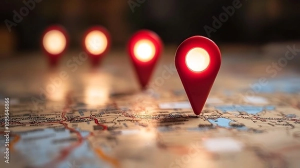 Obraz Dynamic Digital Map Visualizing Global Online Attack Hotspots with Warning Icons