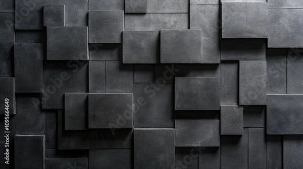 Fototapeta Abstract Textured Wall Design Featuring Geometric Dark Panels