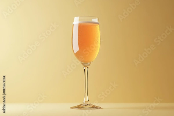 Fototapeta Glass of champagne on a table surrounded by flickering candles and rose petals, creating a romantic mood.