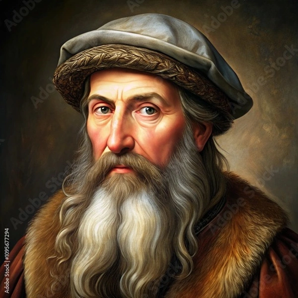Obraz Realistic Portrait of Johannes Gutenberg