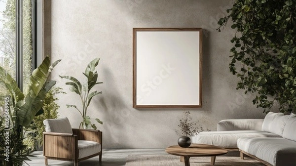 Fototapeta Blank poster mock-up in modern room.