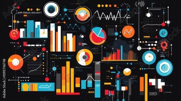 Fototapeta Colorful Data Visualization and Infographic Elements