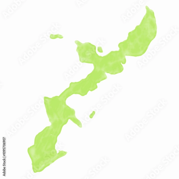 Obraz 沖縄　地図　水彩　緑　アイコン