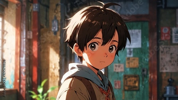 Obraz Charming Anime Character Design of a Young Boy