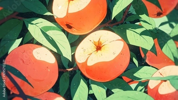 Obraz Delicate Peach Pattern in Anime Style