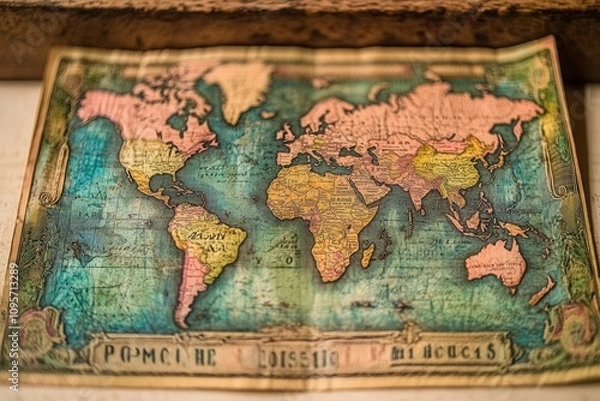 Obraz Travel Essentials Flat Lay with Map and Tickets