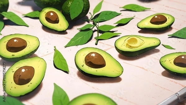Obraz Fresh Avocado Aesthetic Pattern for Creative Projects
