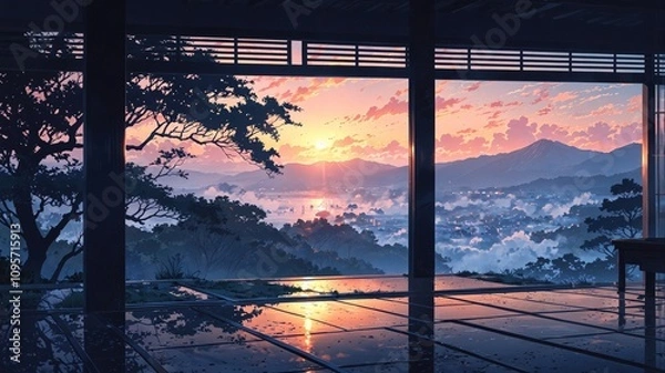 Obraz Serene Japanese Landscape at Dusk