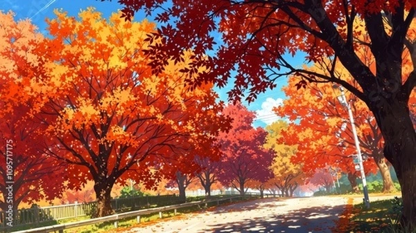 Obraz Vibrant Autumn Landscape with Colorful Trees