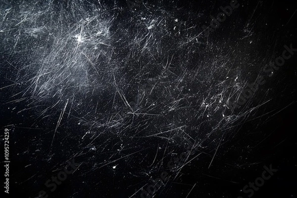 Fototapeta Dark Scratched Surface with Complex Pattern of Marks and Lines
