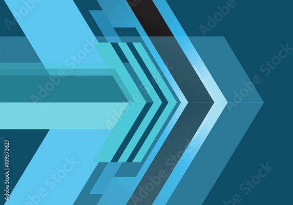 Fototapeta abstract blue arrow background. technology backdrop, motion bann
