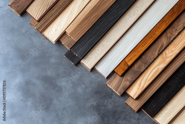Obraz 多彩な木目と質感を備えたフローリングサンプル | Flooring Samples with Various Wood Grains and Textures