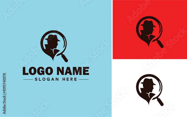 Obraz Private Investigation icon Private detective work Investigative services Personal investigation flat logo sign symbol editable vector