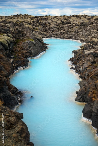 Obraz The Blue Lagoon water surrounded by lava fields, Iceland