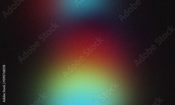 Fototapeta Blue red orange dark glowing color gradient grainy background. Abstract smooth vibrant colors flow, bright color spot, noisy gradient texture, website header design, backdrop