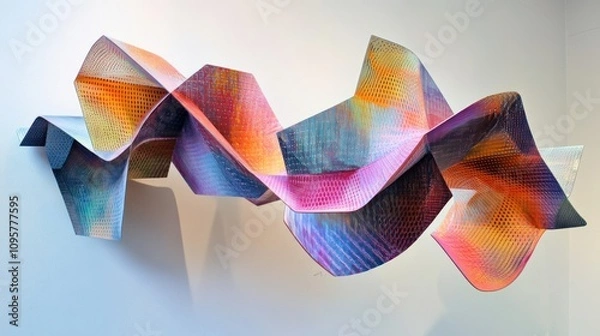 Fototapeta Abstract colorful folded paper sculpture wall art.