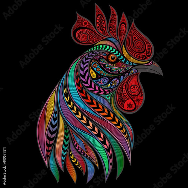 Fototapeta Abstract vector cock of the patterns for the New year 2017