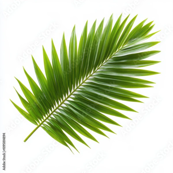 Fototapeta vibrant green fan palm leaf showcasing intricate textures and details, perfect for tropical themes and nature inspired designs