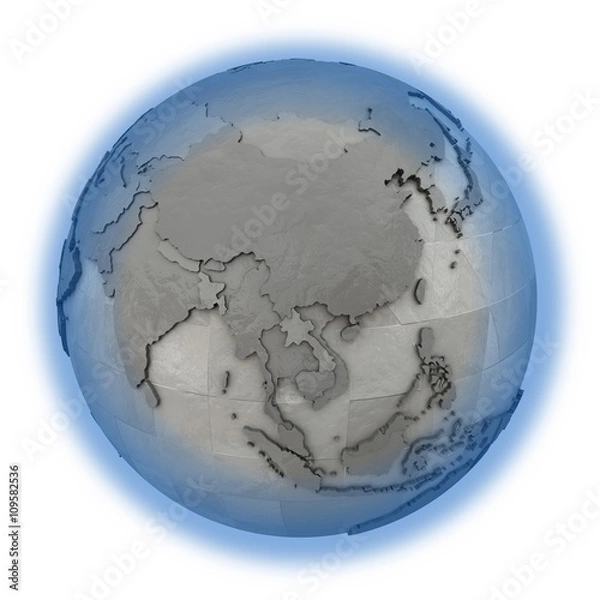 Obraz Southeast Asia on metallic planet Earth