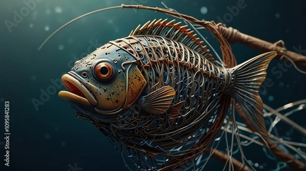 Fototapeta a fish with a large head and the word fish on the side.