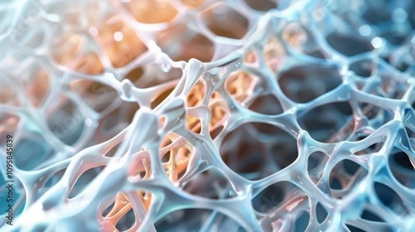 Fototapeta Exploring robotic muscle tissue engineering geometric cellular structures in scientific visualization soft translucent colors and innovative concepts