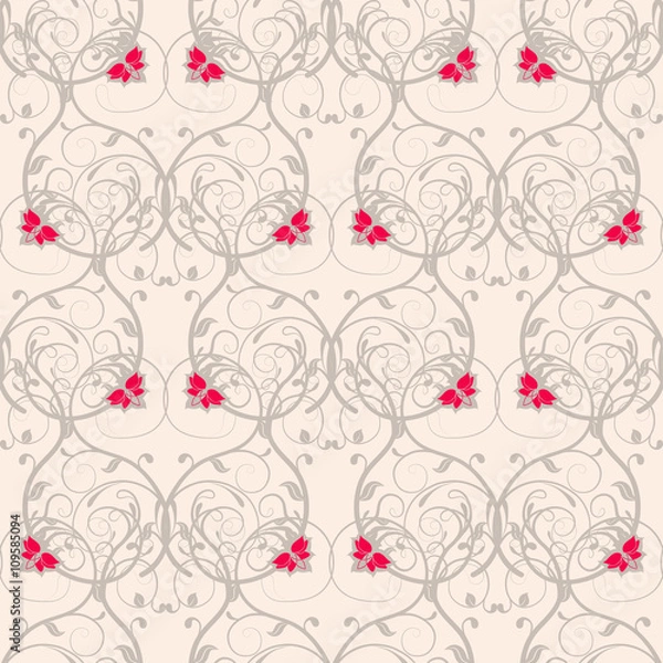Obraz Seamless floral weaving pattern. Gentle background without transparency.