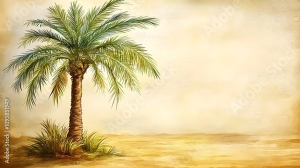Fototapeta Hand-drawn date palm tree.