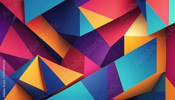 Fototapeta Abstract shapes and vibrant colors, minimalistic design, geometric patterns, modern digital art